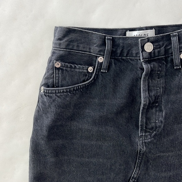 AGOLDE Quinn Buttonfly Denim Mini Skirt in Cult Black Size 24 $128 - Picture 3 of 9